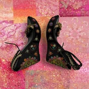 Vintage Floral Tropical Summer Wedge Y2K Heels super detail size 9 Sam Edelman
